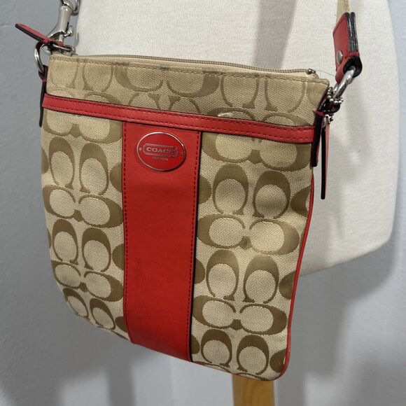 Coach‎ Crossbody Purse Legacy Sutton Signature Monogram Logo Swing Bag - Picture 2 of 13